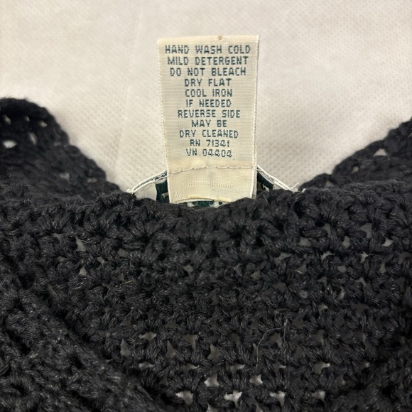 LL Bean Linen Cotton Woman's Knit Cardigan Sweater Black 1/4 Sleeve Sz Large - Picture 3 of 6